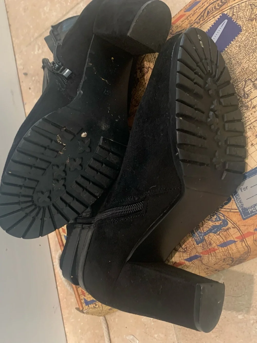 Women’s Black Suede Ankle Boots with Buckle